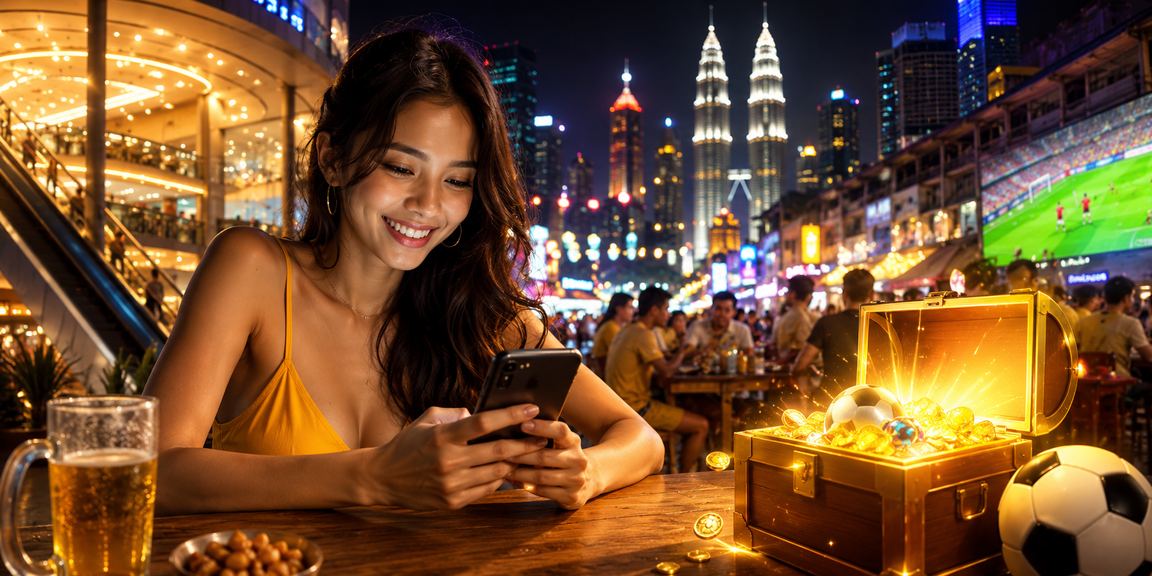 Pengguna menyemak odds perlawanan melalui telefon pintar di Kuala Lumpur